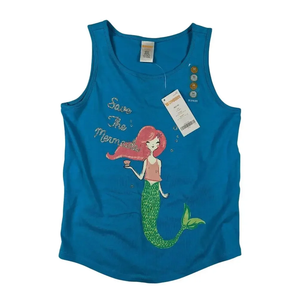 Gymboree Girls Blue Mermaid Tank Top Medium (7-8)